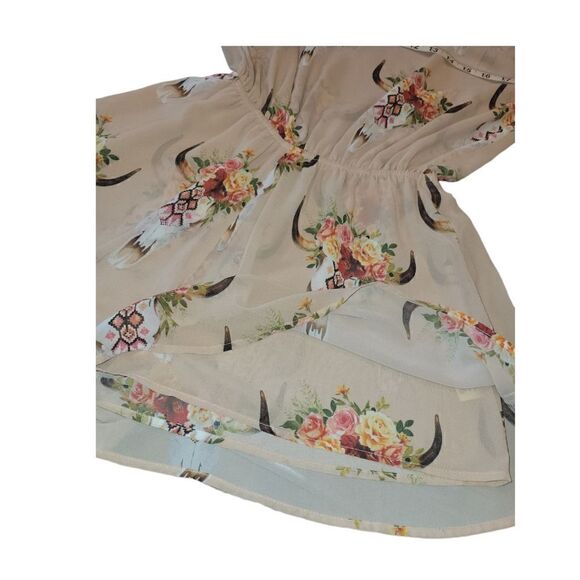 Show Me Your MuMu Rowdy Romper Peach Desert Rose Bull Head S - Picture 7 of 14